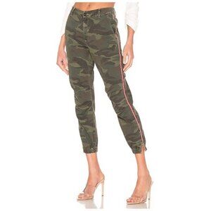 Sundry Camo Print Red Tuxedo Stripe Side Crop‎ Jogger Pants Zip Ankle Hem sz 26